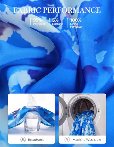 GRACE KARIN Summer Floral Mini Dress 2026 Fall Long Sleeve Wedding Guest Dress A Line Flowy Boho Short Dresses with Pockets Sky Blue Floral S — view 5