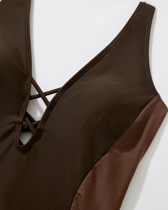 SUUKSESS Womens One Piece Tummy Control Swimsuit Crisscross Back Bathing Suits - Image 4