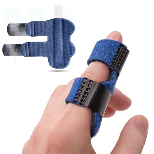 Longivia® Férula de dedo ajustable transpirable con inserto de metal, férula de dedo de mano para todos los dedos, férula para dedo a presión