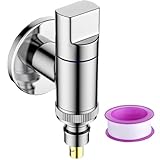 GGesii Waschmaschinen-Wasserhahn, Waschmaschinen-Winkelventil, Wasserhahn für Waschmaschine, Eckventil Waschbecken, für Waschmaschinenventil (Silber)