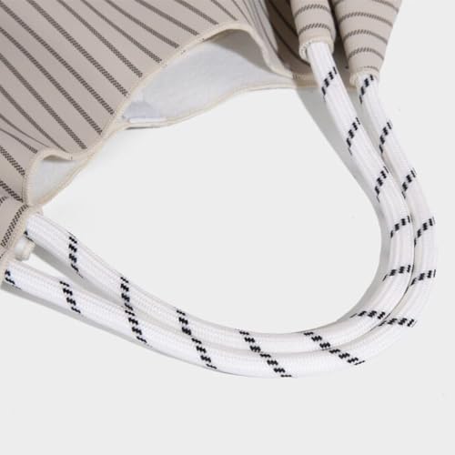 Women's Drawstring Striped Casual Shoulder Bag,Large Capacity Vegan Leather Purse,Top Rope Handle Tote for Work Daily4