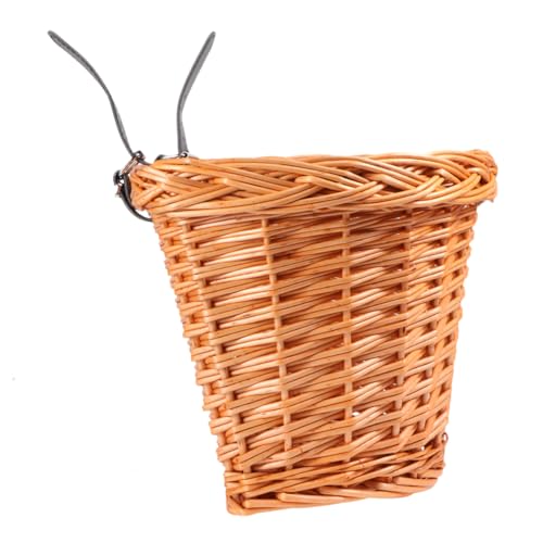 Toyvian Cesta de Mimbre transportador pequeño Cesta del Manillar Cestas Tejidas Cesta Delantera Cesta de Bicicleta Cesta de Bicicleta pequeña De Madera