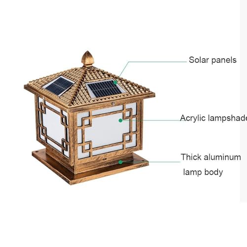 Lámpara de cerca cuadrada con tapa de poste solar IP65 impermeable y resistente para exterior 6