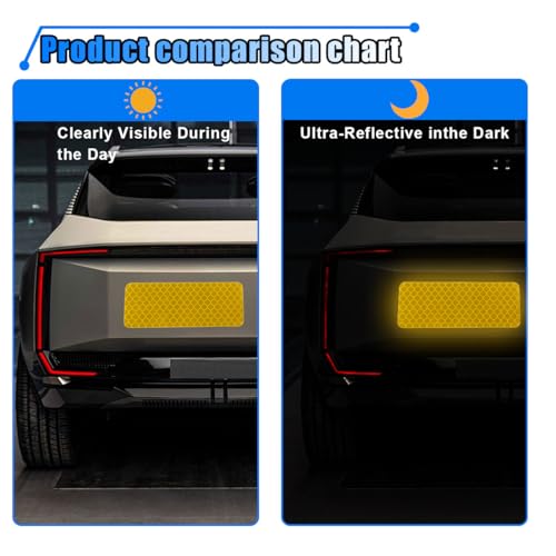 Image of 20PCS Car Safety Reflective Stickers, Waterproof Warning Reflective Tape, Night Visibility Reflective Strips for Trailers, Motorcycles, Bicycles, Cars, Helmets, 3.14 x 1.14 Inch (Yellow)