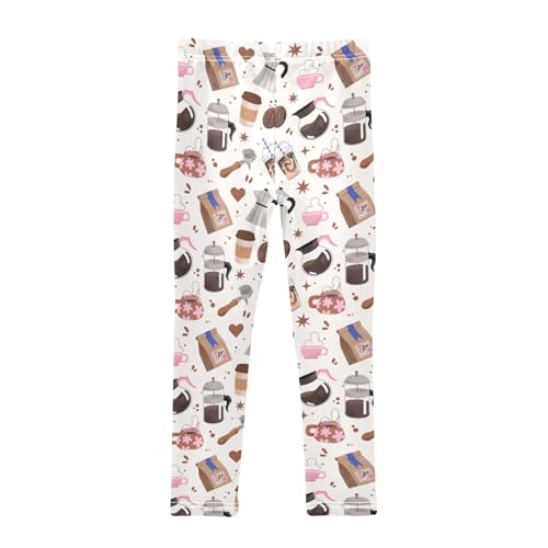 Coffee Beans Cup Espresso Girls Leggings,Workout Leggings for Girls Toddler Athletic Leggings Size for 3-10T2