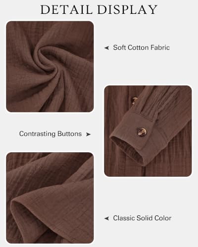 Image of NOLLSOM Casual Shirts for Women Long Sleeve Button Down Blouses Fall 2026 Solid Color Trendy Tops with Pocket