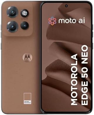 Smartphone Motorola Edge 50 Neo 5G - 256GB 16GB (8GB RAM+8GB Ram Boost) 50MP Sony Camera Moto AI Ultrarresistencia militar Mocha Mousse - Vegan Leather
