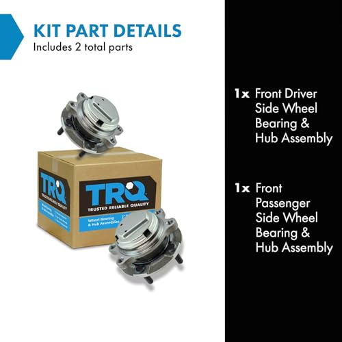 Image of TRQ Front Left and Right Wheel Bearing and Hub Assembly Set 2 Piece Compatible with 2014-2023 Infiniti Q50 RWD 2017-2022 Q60 RWD 2009-2020 Nissan 370Z