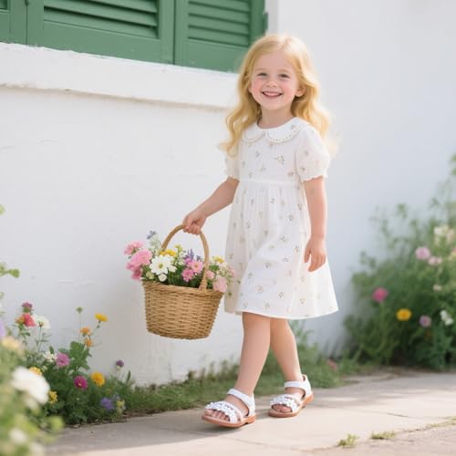 Girls Open Toe Flat Sandals Summer Casual Toddler Little Kid Sandals2