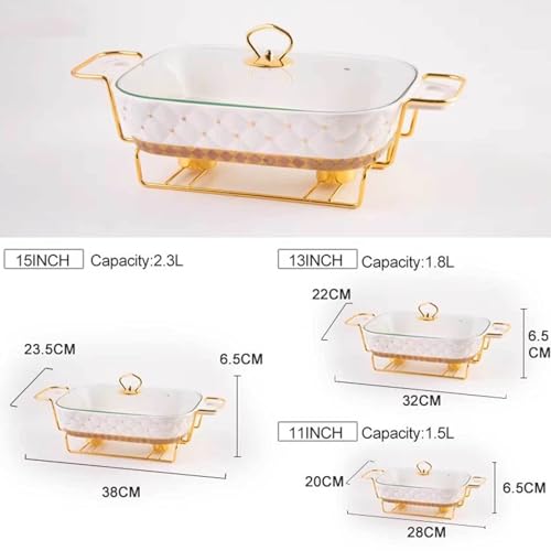 XMWOEIX Chafing Dish-Buffet-Set aus Keramik, Speisetablett mit Glasdeckel, Chafing Dish und Buffetwärmer-Set für Buffethochzeiten, Partys, Bankette, Weihnachten, Catering-Events, Schwarz, 27,9 cm L – Bild 8