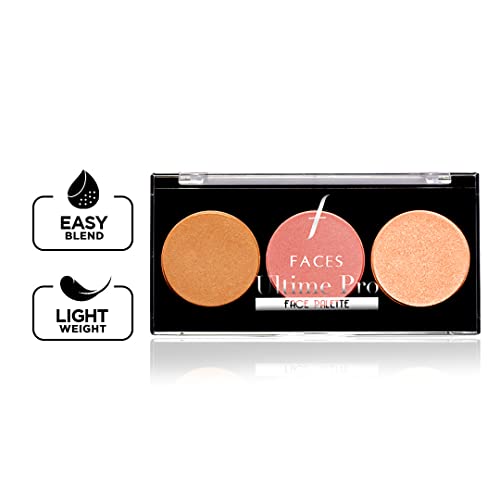 Image of FACES CANADA Ultime Pro Face Palette - Glow 02, 12g | 3-in-1 Bronzer + Highlighter + Blush | Lightweight Long Lasting Luminous Glow | Flawless Shimmer Finish | Silky Smooth Texture | Easy To Blend
