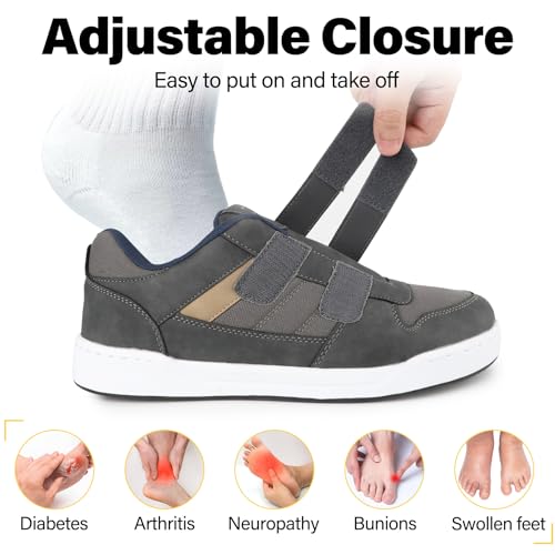 Wide Width Walking Sneakers for Men – Diabetic Orthopedic Shoes with Adjustable Hook & Loop – Non-Slip Comfort for Edema, Swollen Feet, Neuropathy – Lightweight Casual Shoe3