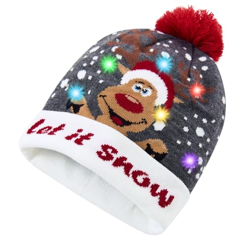 Freshhoodies Weihnachtsmützen Erwachsene Leuchtende Hut Wintermütze...