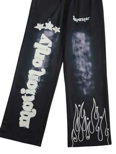 Men's Flared Sweatpants Y2k Letter Graphic Joggers Streetwear4