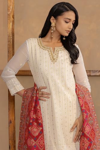 Image of Soch Womens Georgette Embroidered Suit Set With Beads And With Stones