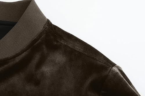 Image of Mens Faux Suede Bomber Jacket Varsity Jacket Windbreaker Vintage Casual Lightweight Leather Coats Jackets