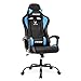 IWMH Gaming Stuhl, Ergonomischer Computerstuhl mit Hoher Rücklehne, Höhenverstellbarer Drehstuhl, Racing Stuhl mit Armlehnen, Verstellbarer Kopfstütze und Lendenstütze, Schwarz + Blau