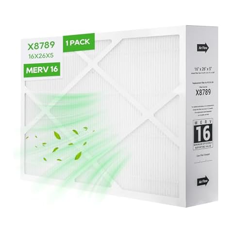 X8789 MERV 16 Filter 16x26x5 Inch Compatible with Lennox PCO16-28 PureAir for HVAC Systems (Furnaces,Air Conditioners,Heat Pumps) 1Pack, White. Cover