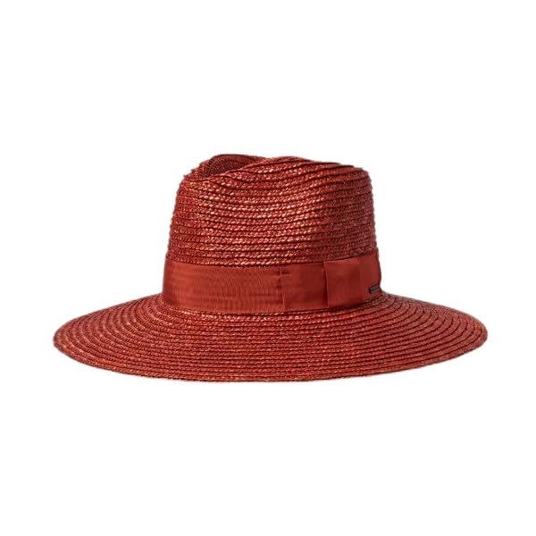 Brixton Women's Joanna Wide-Brim Straw Fedora Hat, Phoenix Orange, Small