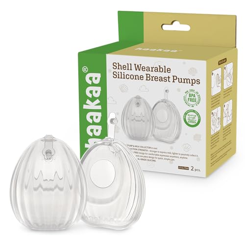 Image of HAAKAA Shell Wearable Hands-Free Manual Breast Pump/Milk Collector (2.5 oz/75 ml, 4 oz/120 ml) – Medical-Grade Silicone – Compact, Portable & Discreet – Leak-Proof Valve (2.5 oz - 2PK)