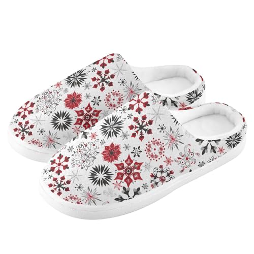 Fuzzy Memory Foam Slippers for Women/Men Christmas Snowflakes Pattern Fluffy Winter House Shoes Indoor and Outdoor4