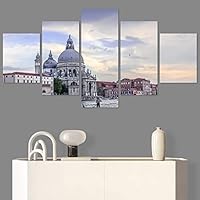 SIGNWIN 5 Panel Canvas Wall Art Modern Art Cityscape Contemporary Expressive Multicolor Photography Places for Home Decorations Ready to Hang - 60