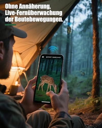 HAZA 4K WLAN Wildkamera mit App 60MP HD Wildtierkamera mit 940nm Nachtsicht Bewegungsmelder WiFi Jagdkamera mit SD Karte,120°Weitwinkel,0.1s Trigger,IP66 für Wildüberwachung/Deer Scouting (4K)