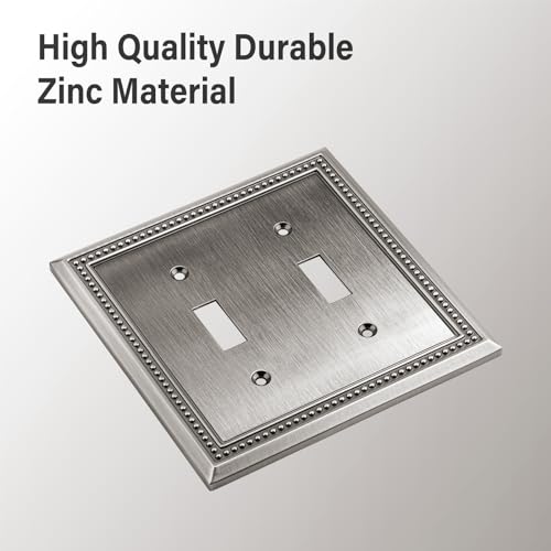 Image of Henne Bery Sunken Pearls Heavy Duty Decorative Wall Plate Switch Plate Outlet Cover (Double Toggle, Heirloom Silver)
