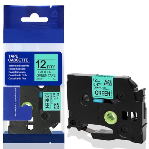 xv^[p12mm݊xe[vTZE631 TZE231 TZE131 PTH110 PTP710BT PTD200 PTD210 PTH100}Vƌ݊̂(Black on Green)