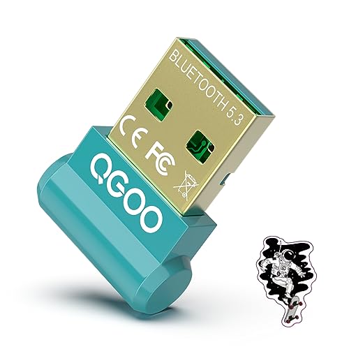 USB Bluetooth Adapter for PC - QGOO Bluetooth Dongle 5.3 EDR, Wireless Bluetooth Receiver for Desktop Computer Laptop Bluetooth Windows 8.1/10/11?green-105?
