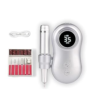 Nail Drill, Nail Drill Machine 35000RPM Electric Portable Rechargeable Long Battery Life for Manicure Pedicure with Cutter Art Machine Tool Professional Nail Tools