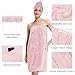 PJGGZ Towel Wrap for Women, Three Adjust Clasps Closure Bath Wraps After Shower Spa Sauna Bathrobe(Available in Plus Size)(Light Pink, S/M
