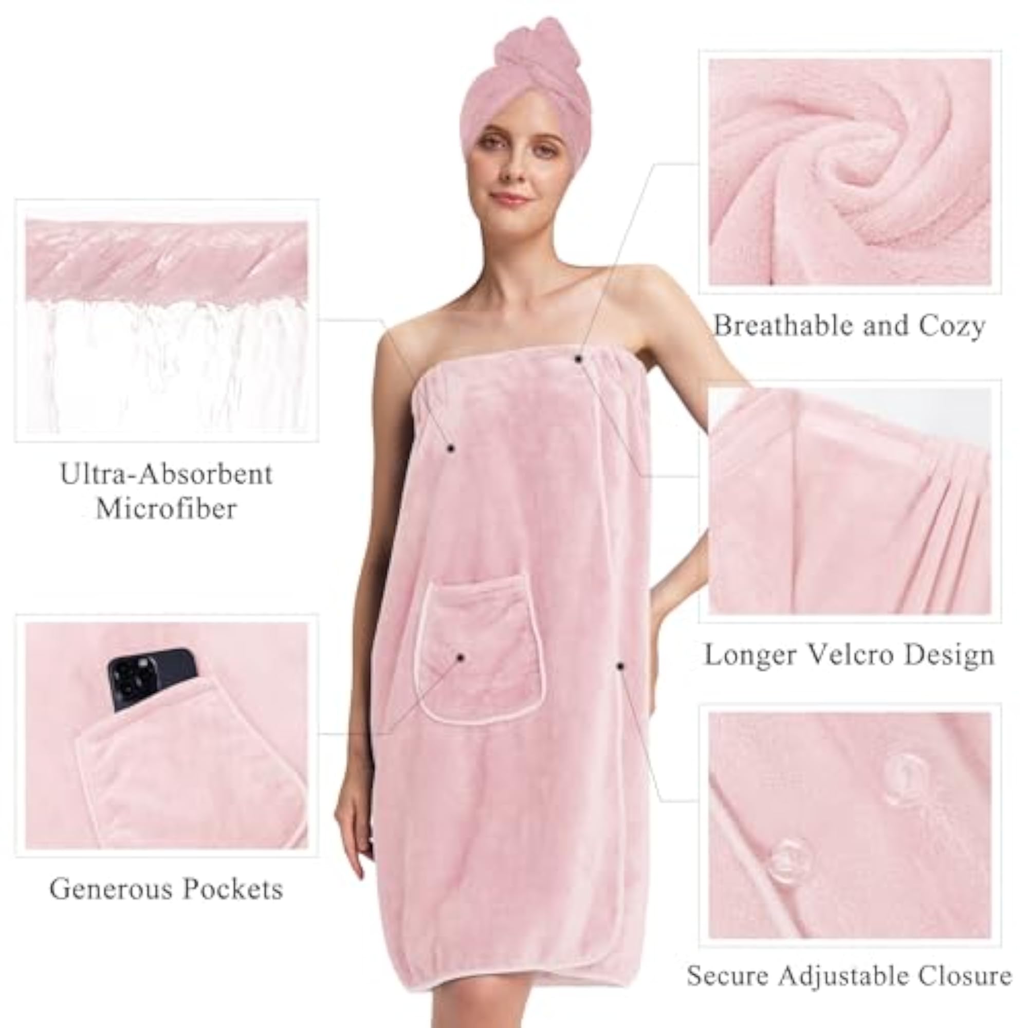 Adjustable Button Bath Wrap for Women