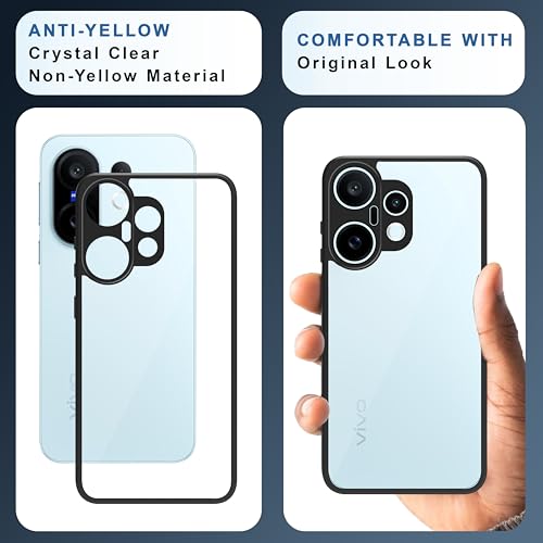 Image of CEDO Backcover for Vivo X200 Fe (5G) | Camera Protection Bump Shockproof Edge | Ultra Hybrid Transparent Acrylic Clear TPU+PC Hard Backcase Cover (Black)