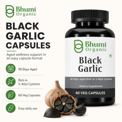 Image of Aged Black Garlic Capsules, 60 Veg Caps, 500mg