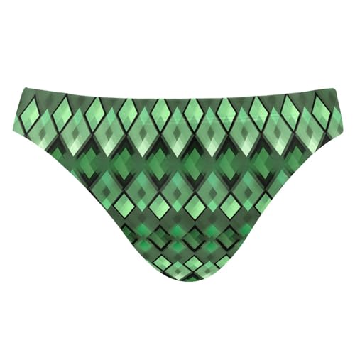 Green and Black Squares Swim Briefs for Men Swimsuit Bikini Swimwear S B0405041