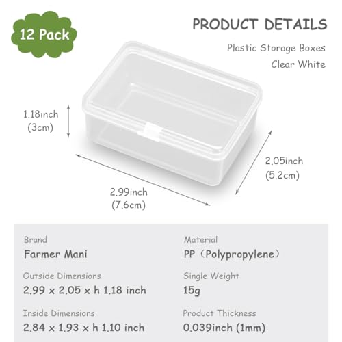 Image of 12 Pcs Rectangle Clear Craft Supply Case (2.99 x 2.05 x1.18 inch) - Clear Plastic Box Containers for Jewelry Findings and Art Supplies