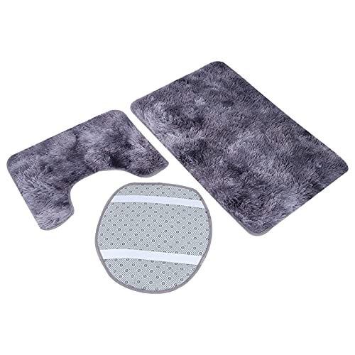 BORDSTRACT Badezimmerteppich-Sets, 3-teiliger Badeteppich, Konturmatte, Toilettendeckelbezug, Plüsch-Badematten, maschinenwaschbare, rutschfeste Badeteppiche(Lila Grau) – Bild 5