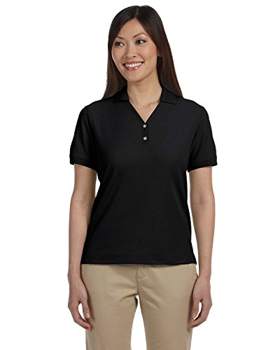 Devon & Jones Ladies Pima Piqué Y-Collar Polo Shirt, Large, Black #TOP16