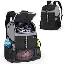 GOBUROS Basketball Bag, Soccer Equipment Bag with Ball & Shoe Compartment for Soccer Ball, Volleyball, Gym, Outdoor, Travel
