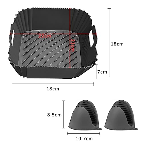 Nutabevr Silikonform Für Heißluftfritteuse,22cm Silikon Backpapier Für Air Fryer,wiederverwendbare Hochtemperatur-Silikon-Backform mit 2 Ofenhandschuhen,Leicht zu reinigendes Backgeschirr