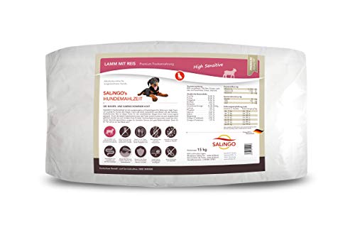 SALiNGO High Sensitive Hundefutter trocken, Trockenfutter Lamm und Reis, zuckerfrei, Single Protein, für Sensible Hunde mit hohem Fleischanteil, 15kg Cover