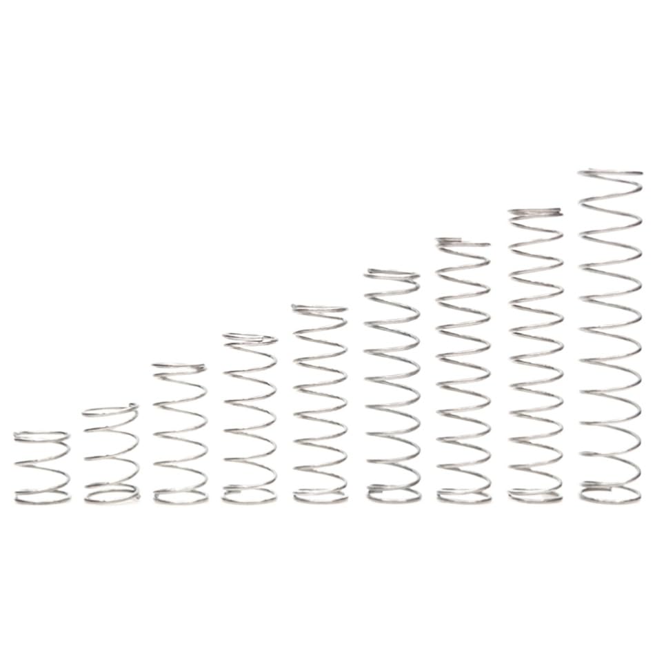 10pcs Mini Compression Springs - 304 Stainless Steel, Wire Dia. 0.3-0.5mm, Outer Dia. 3-12mm, Length 5-50mm(0.3 x 6 x 10mm)