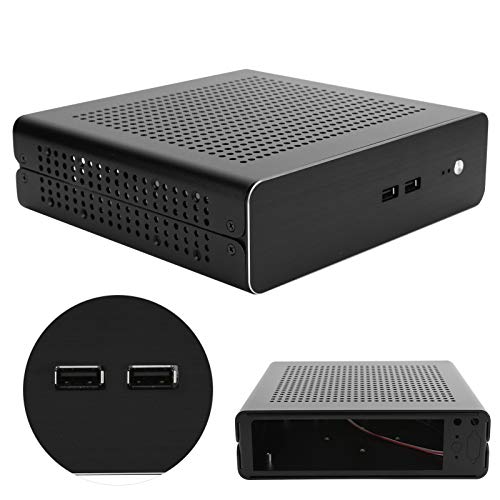 Computerbehuizing met HTPC-behuizing, mini-ITX-voeding DC-ATX, aluminium, compleet voor desktopcomputers (zwart en USB2… - Image 6