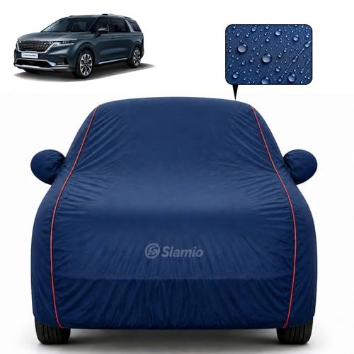 Image of Car Cover for Kia Carnival | 100% Waterproof Heavy-Duty 3-Layer Car Body Cover | All-Weather Rain, UV, Sun & Dust Protection | Custom Fit | Mirror & Antenna Pockets | Navy Blue