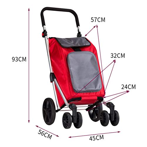 JHYFT Einkaufstrolley Einkaufstrolleys Faltbarer vierrädriger Lebensmitteleinkaufstrolley Faltbarer Einkaufswagen… – Bild 3