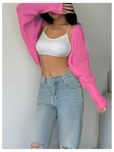 Image of GORGLITTER Women's Open Front Cropped Cardigan Bolero Sweater Lightweight Long Sleeve Shrug Knit Top