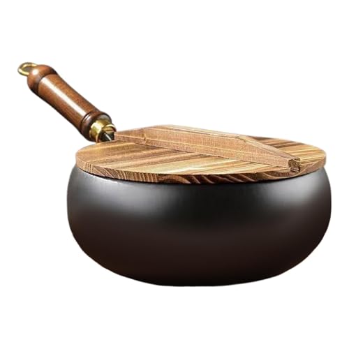 Sartén con tapa para freír – Utensilios de cocina seguros, sartenes reutilizables, herramientas de cocina | Calidad premium con superficie de revestimiento antiadherente mango ergonómico – Sartén Saut