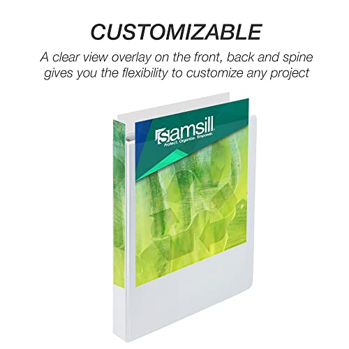 Image of Samsill Plant-Based 1 Inch Durable Round Ring, View Binder, Eco-Friendly, USDA Certified Biobased, 12 Pack, White
