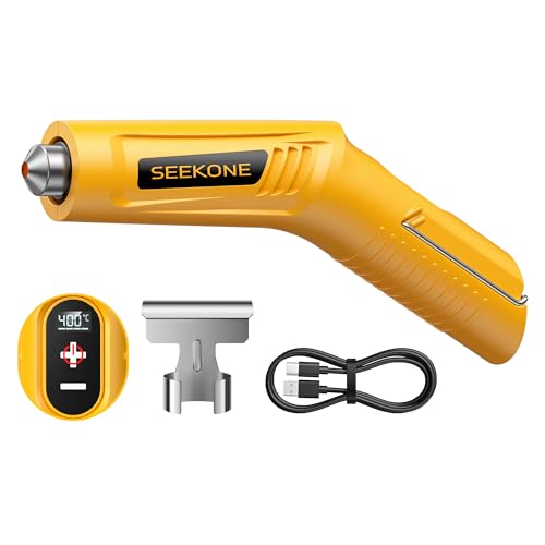 SEEKONE Cordless Mini Hot Air Gun 4-Temp Settings (Max 400C) with Memory Function 3.6V Lithium Heat Gun USB Charge with Reflector Nozzle for Heat Shrink Tubing Resin and Embossing Powder